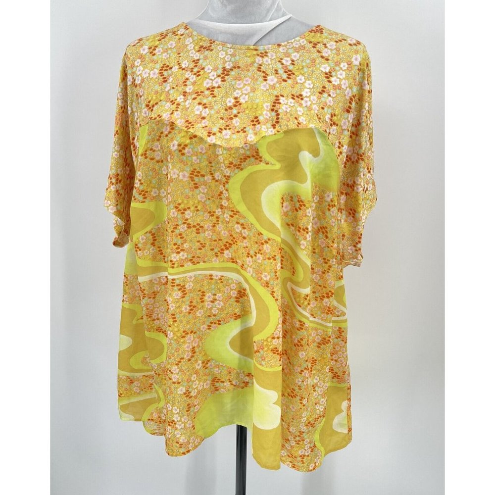 Tamara Malas Cute Yellow Floral Blouse Size 14/16